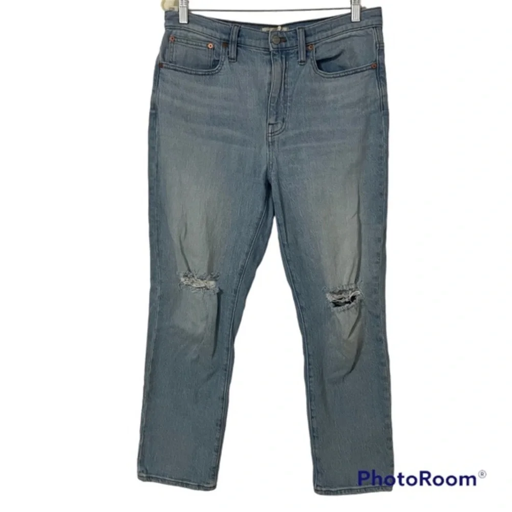 Madewell High-Rise Slim Crop Boyjean in Dumas Wash: Ripped Edition Size 29